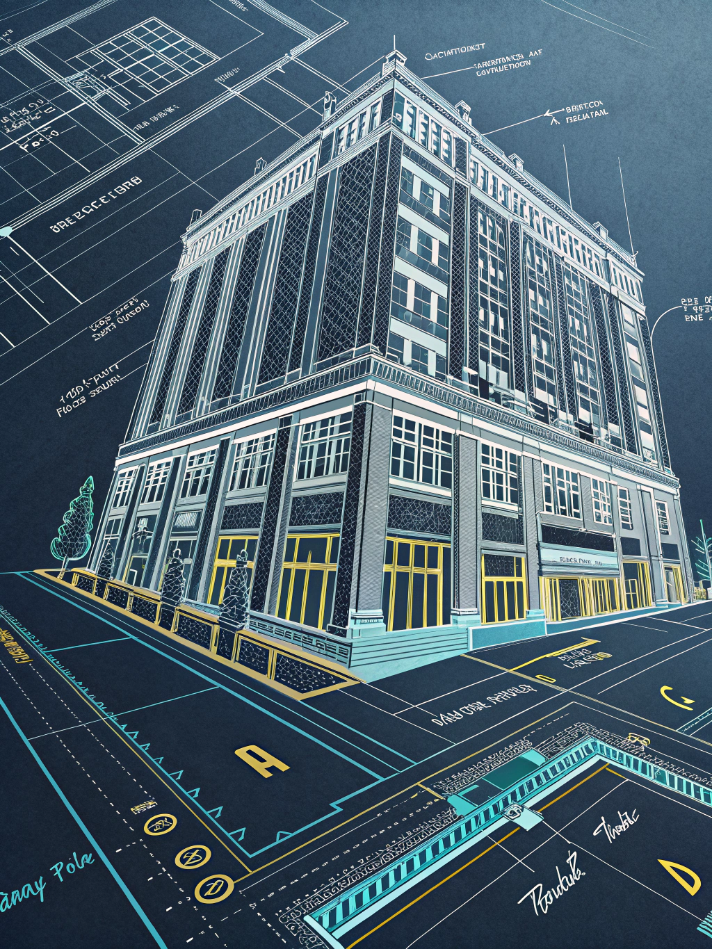 Architectural site analysis and blueprints